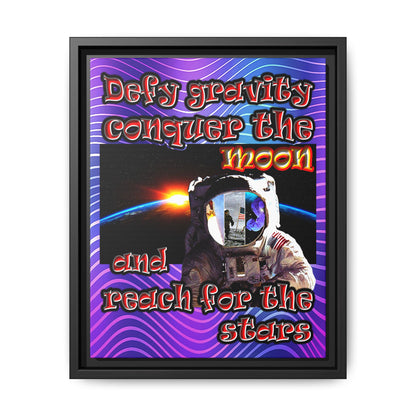 defy conquer reach - framed canvas art (purple wave)