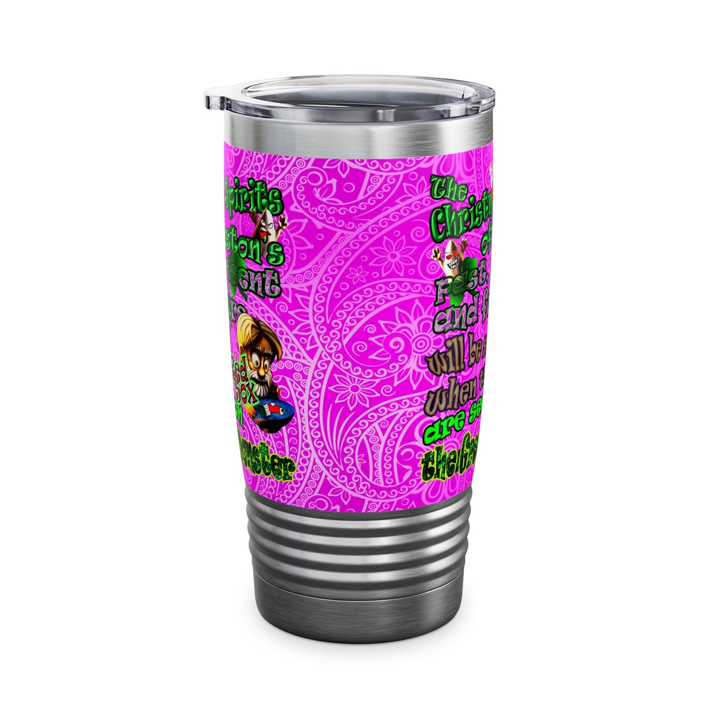 christmas spirits of boston - Ringneck Tumbler, 20oz (pink swirl)