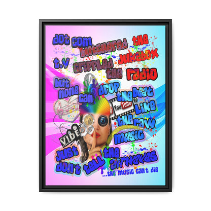 drop the beat - framed canvas art (light blue-pink wave)