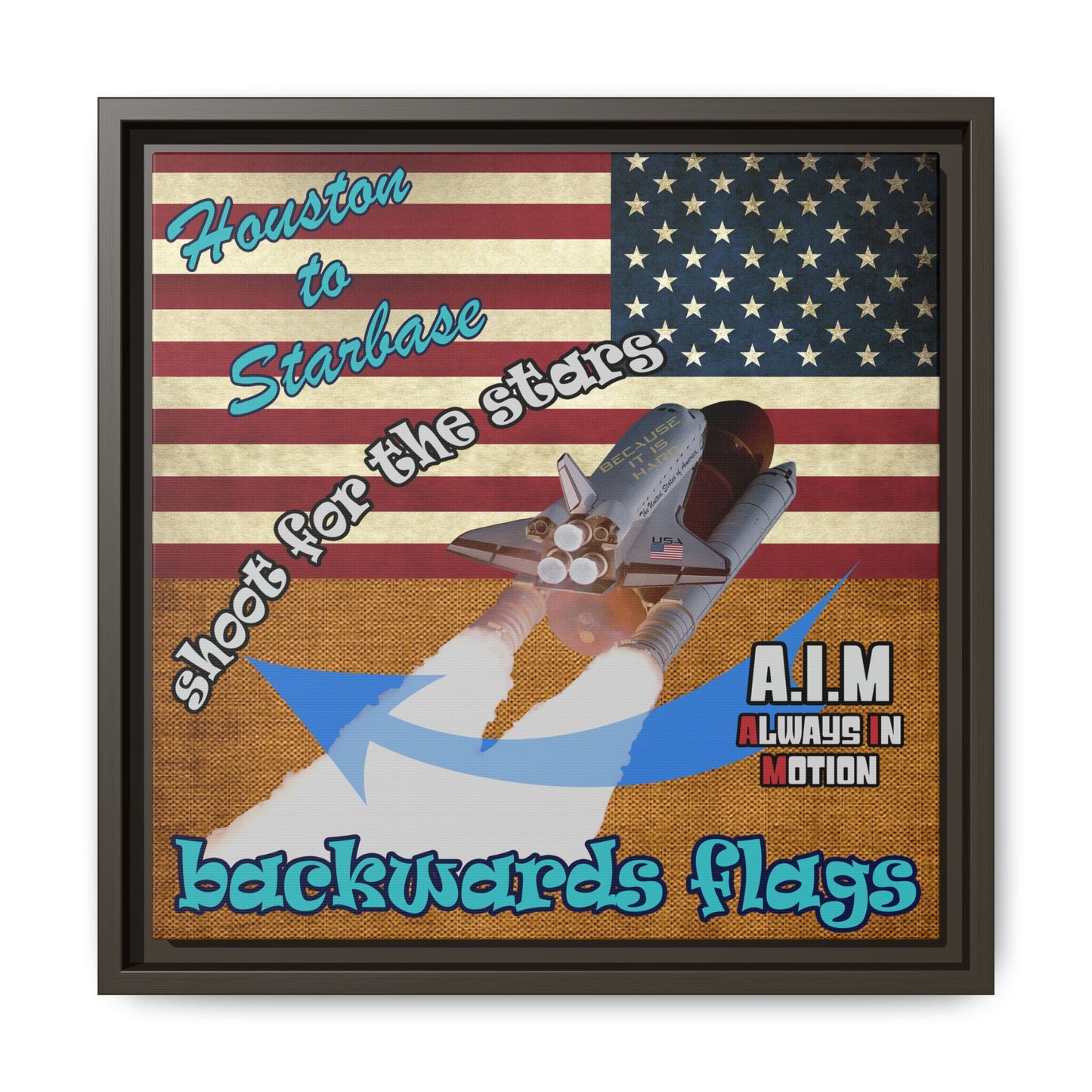 shoot for the stars - framed canvas art (brown papyrus)