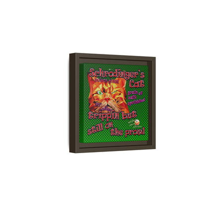 schrodinger's cat - framed canvas art (logo green)