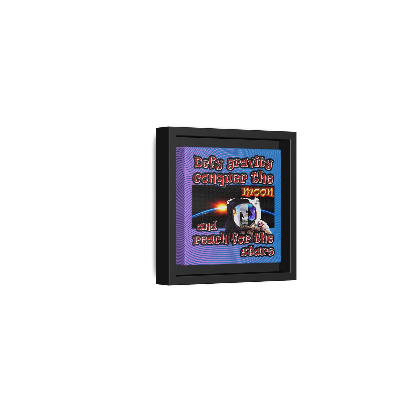 defy conquer reach - framed canvas art (light blue-purple wave)