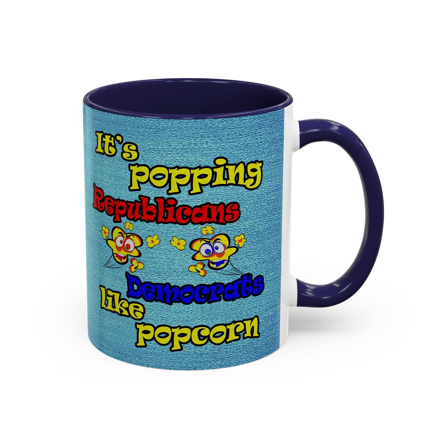 popping like popcorn - Accent Mug (faded dark blue)