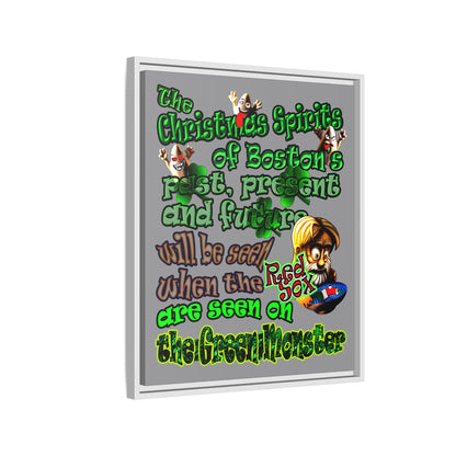 christmas spirits of boston - framed canvas art (grey)