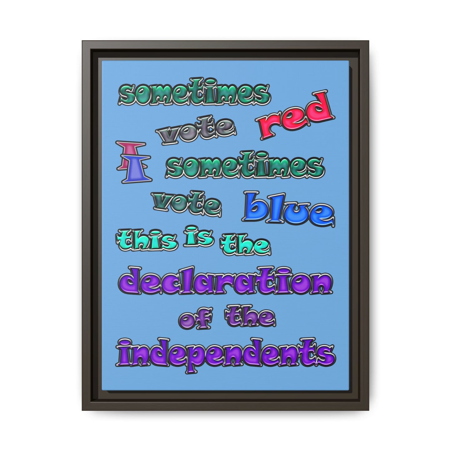 declaration of the independents - framed canvas art (light blue)