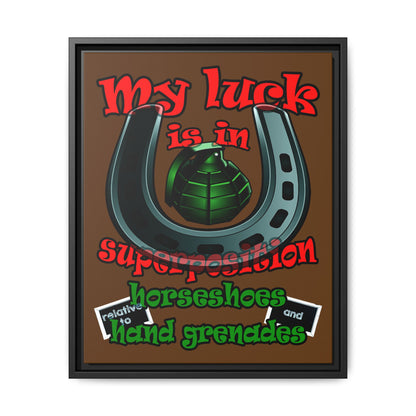 my luck - framed canvas art (brown)