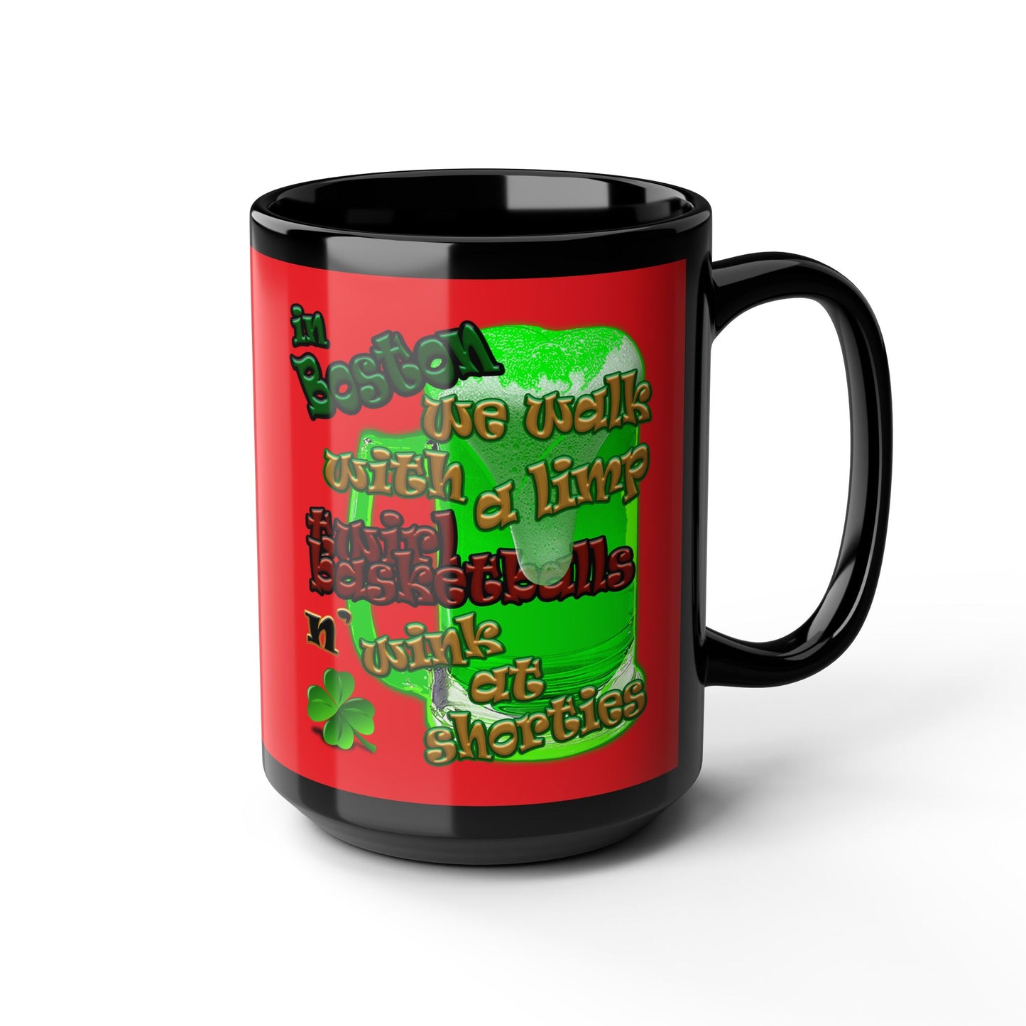 celtics logo - Black Mug (red)