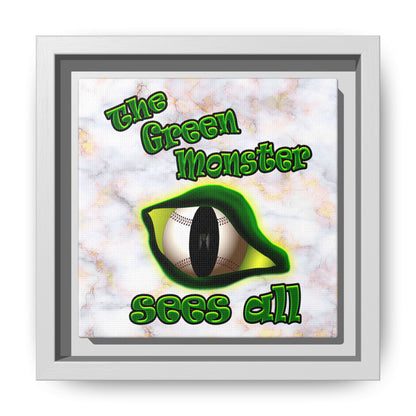 green monster - framed canvas art (white marble)