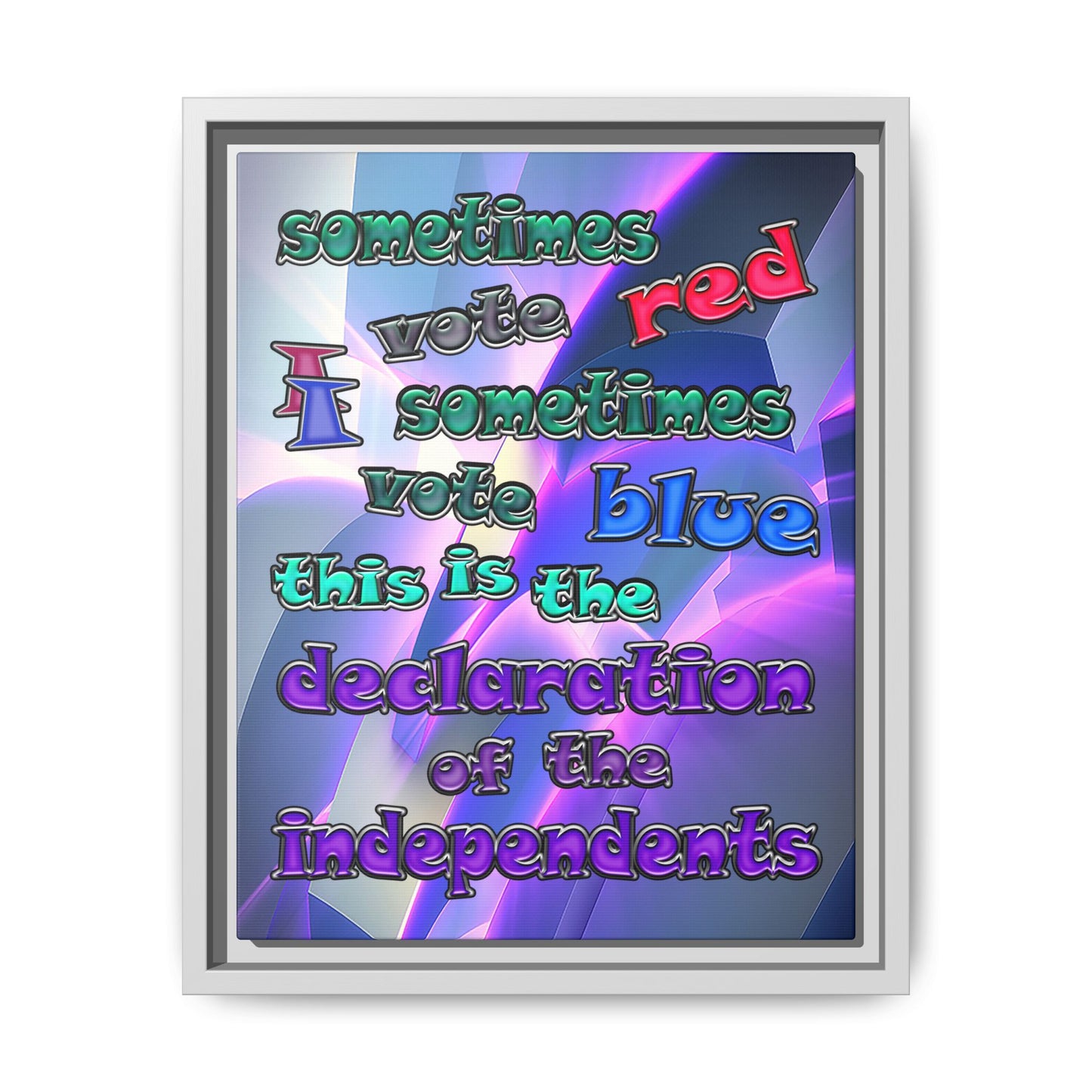 declaration of the independents - framed canvas art (grey-pink wave)