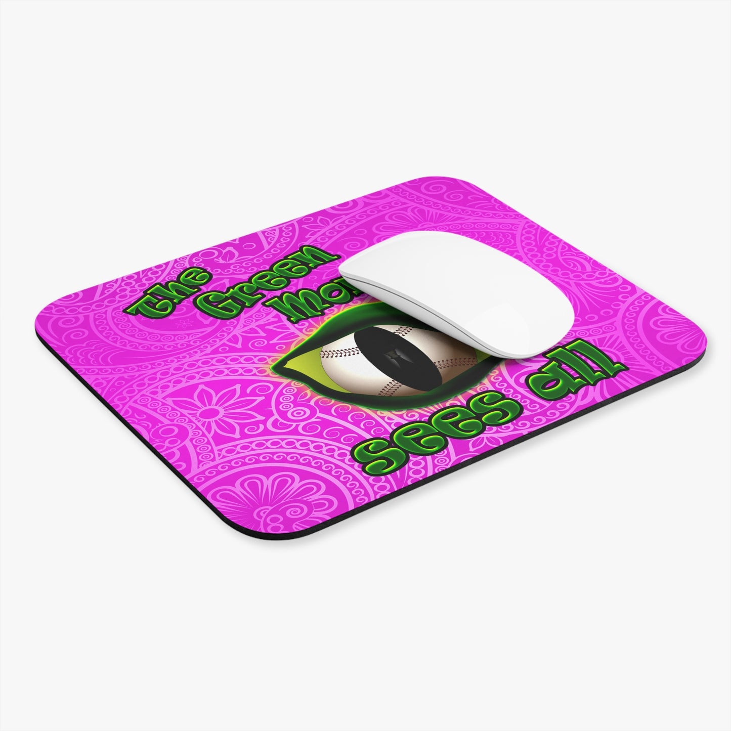 green monster - Mouse Pad (Rectangle) (pink swirl)