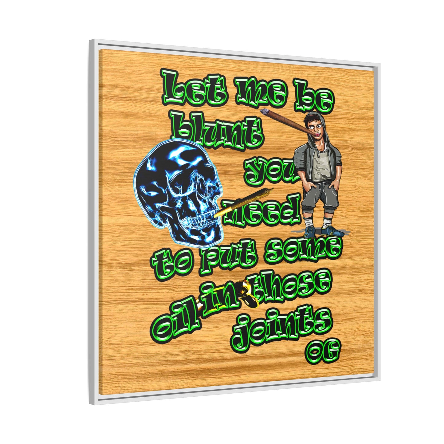 og - framed canvas art (butterscotch wood finish)