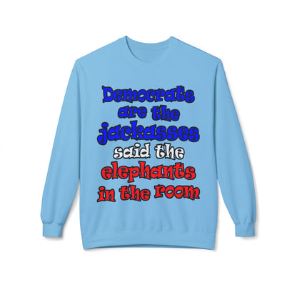 donkeys and elephants - Unisex Midweight Softstyle Fleece Crewneck Sweatshirt