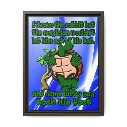 turtle race - framed canvas art (blue-white wave)