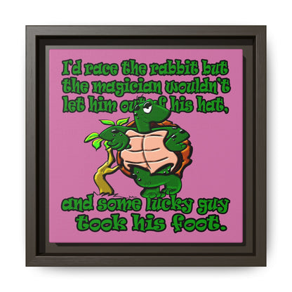 turtle race - framed canvas art (light pink)