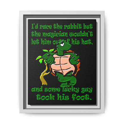 turtle race - framed canvas art (black)
