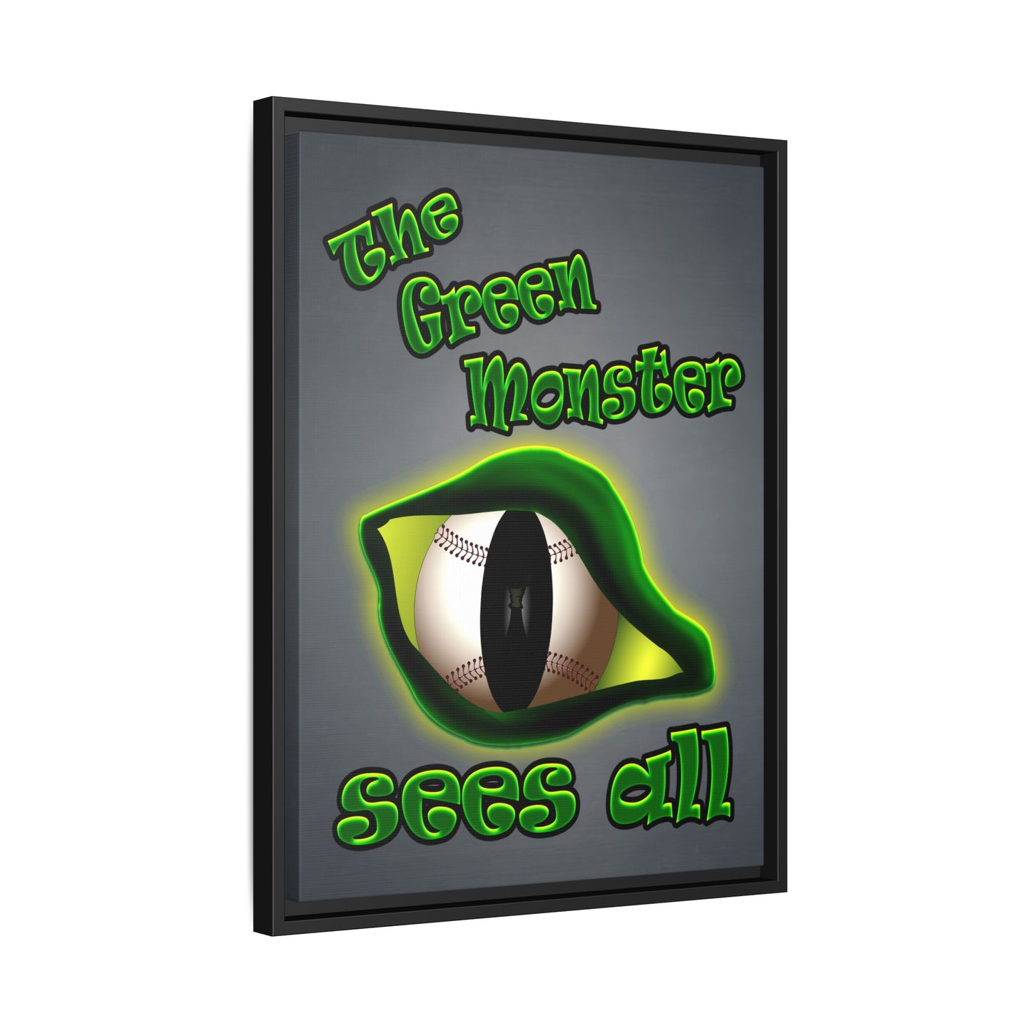 green monster - framed canvas art (grey-light grey)