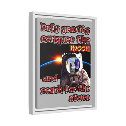 defy conquer reach - framed canvas art (light grey)
