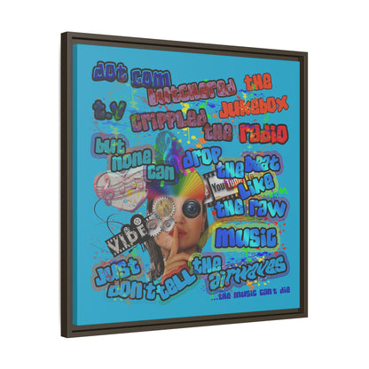 drop the beat - framed canvas art (turquoise)
