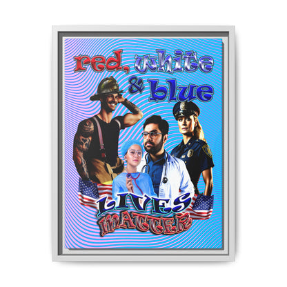 rw&b lives matter - framed canvas art (light blue-purple wave)