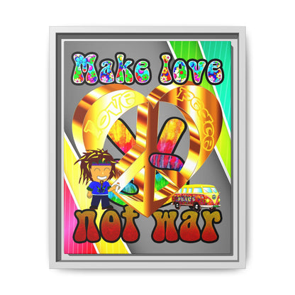 love peace - framed canvas art (rainbow split)