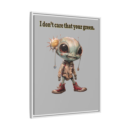 I don't care that your green - framed canvas art (light grey)