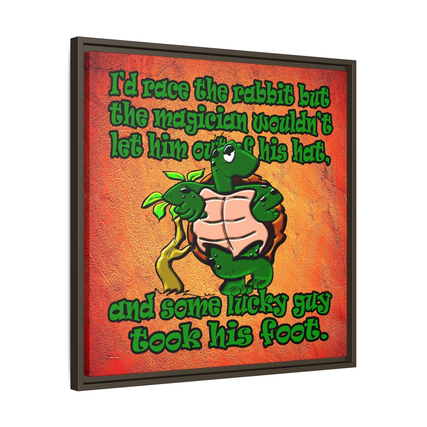 turtle race - framed canvas art (burnt orange)
