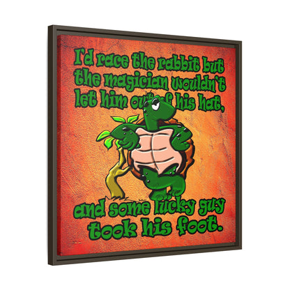 turtle race - framed canvas art (burnt orange)