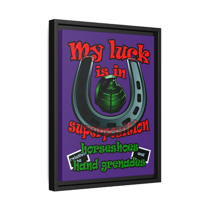 my luck - framed canvas art (purple)