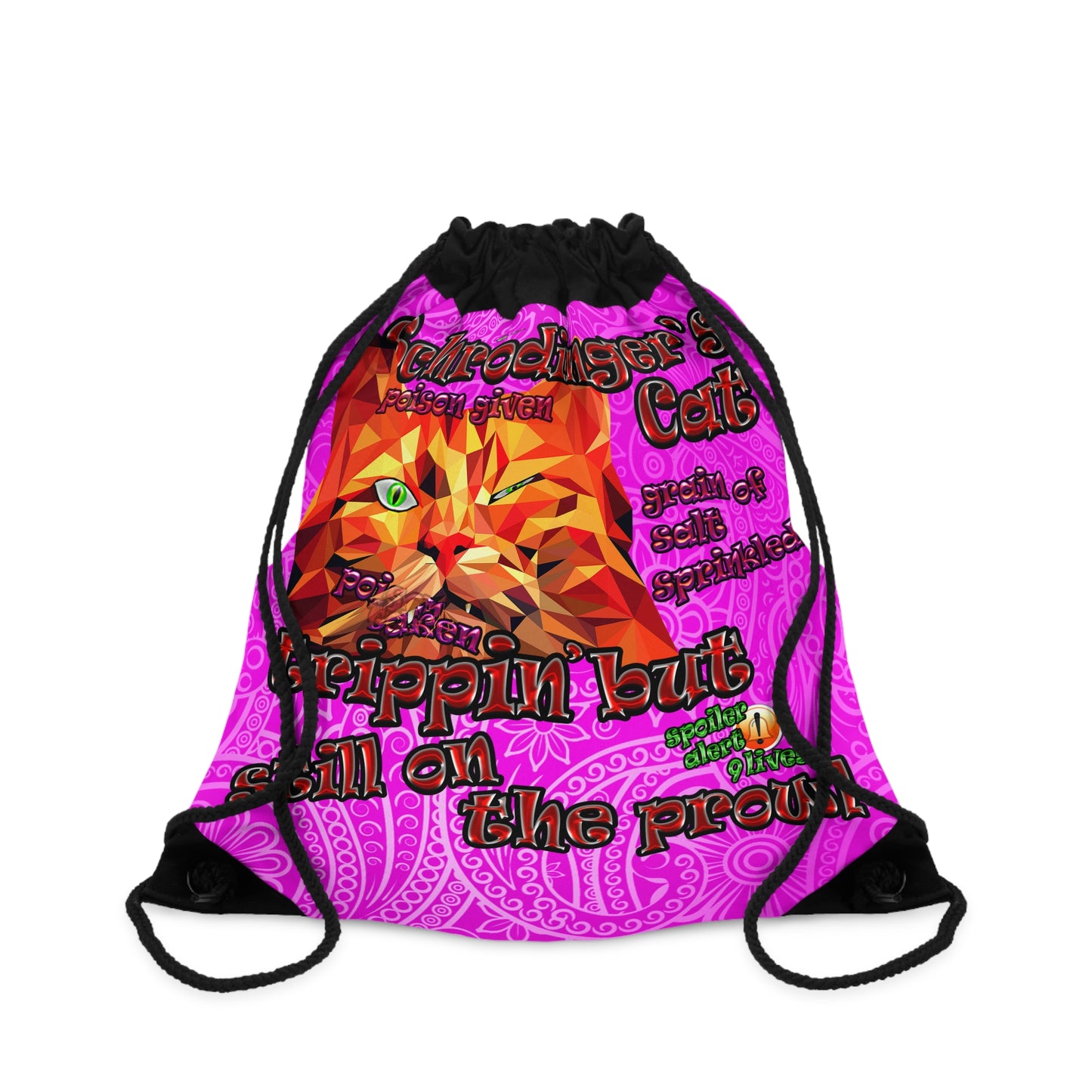 schrodinger's cat - Drawstring Bag (pink swirl)