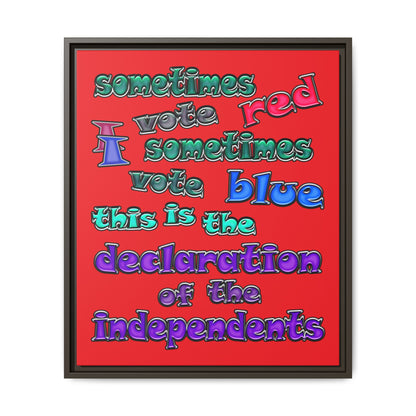 declaration of the independents - framed canvas art (red)