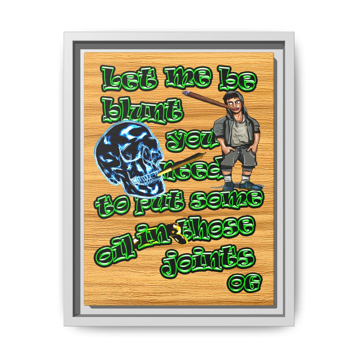 og - framed canvas art (butterscotch wood finish)