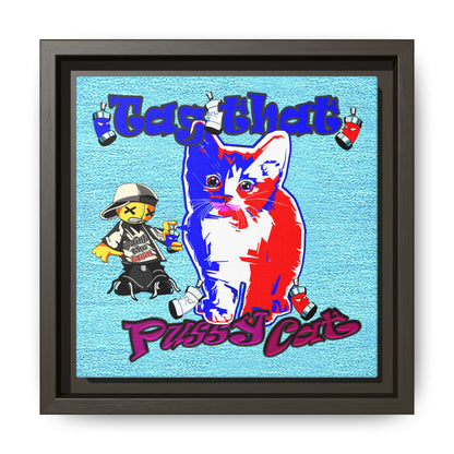 tag that - framed canvas art (faded blue)