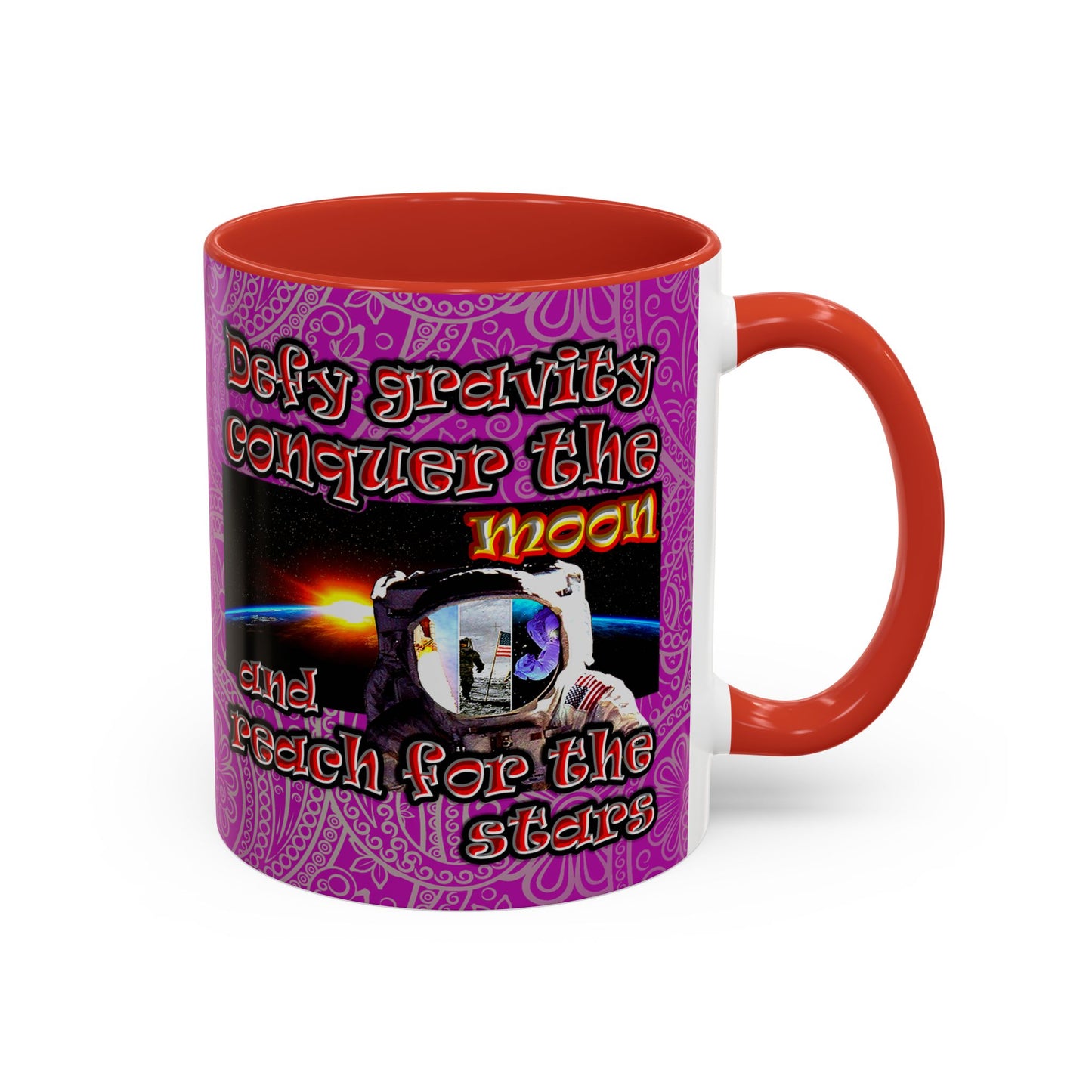 defy conquer reach - Accent Mug (pink swirl)