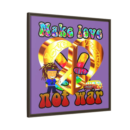 love peace - framed canvas art (light purple)
