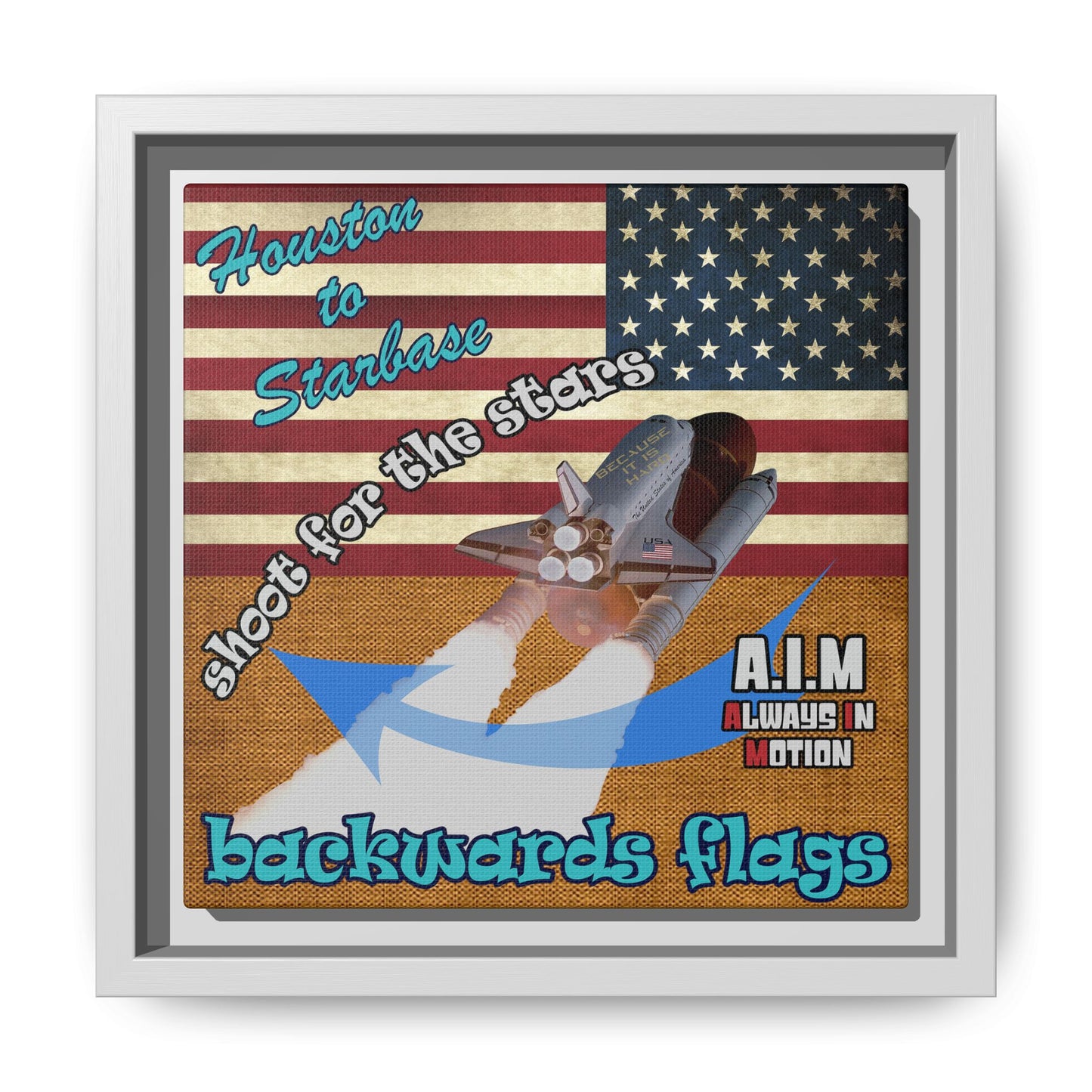 shoot for the stars - framed canvas art (brown papyrus)