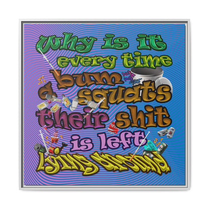 the bum's shit - framed canvas art (light blue-purple wave)