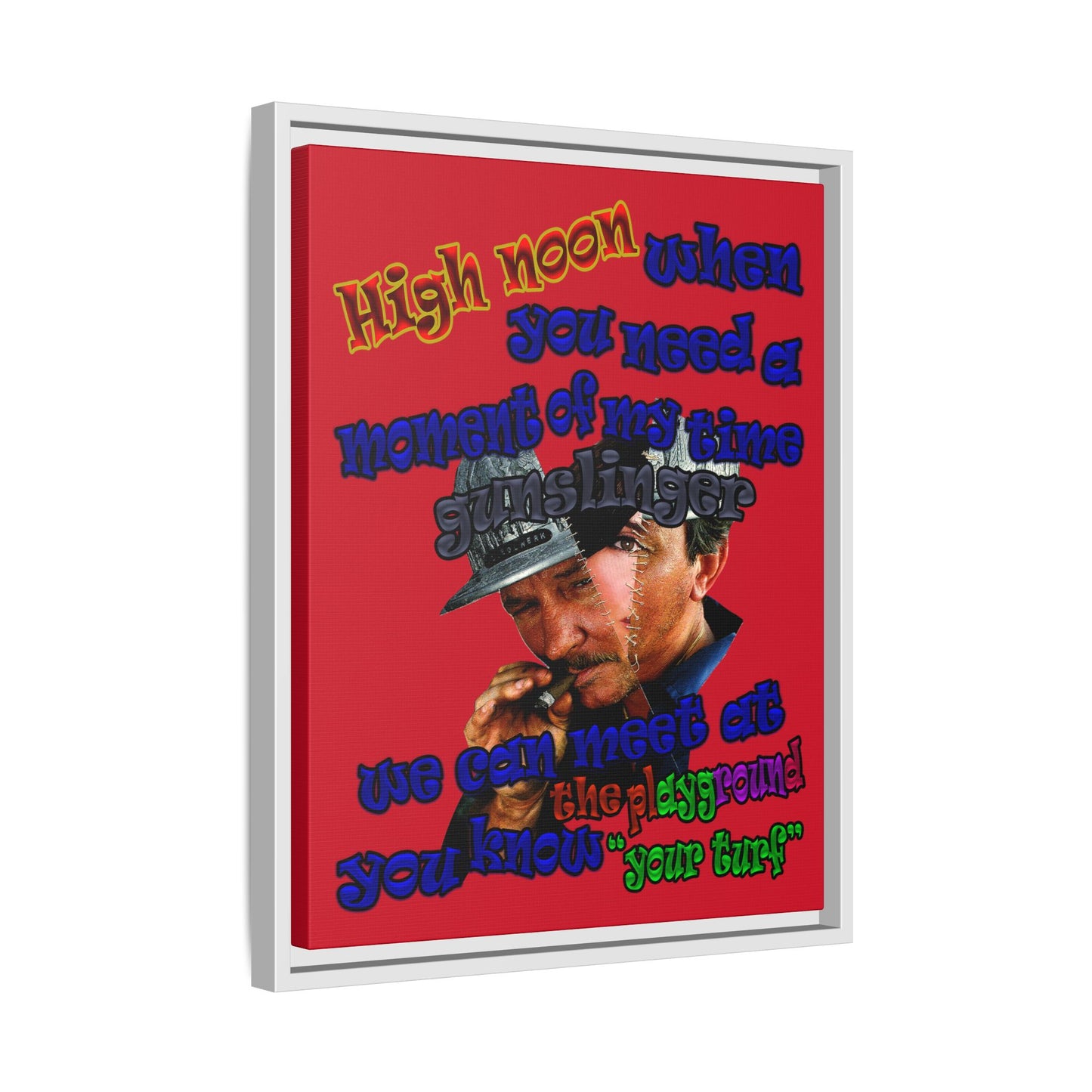high noon - framed canvas art (dark red)