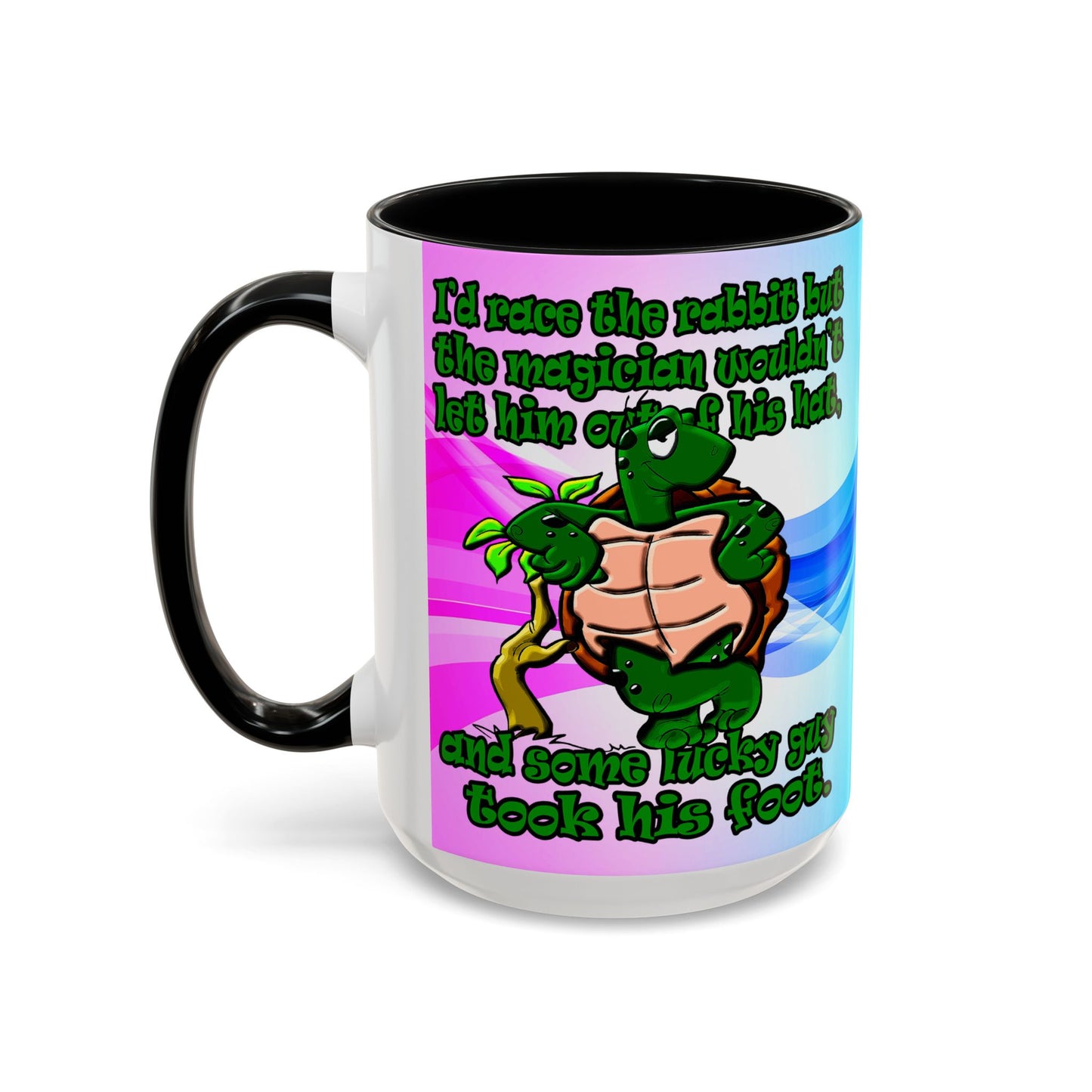 turtle race - Accent Mug (light blue-pink wave)