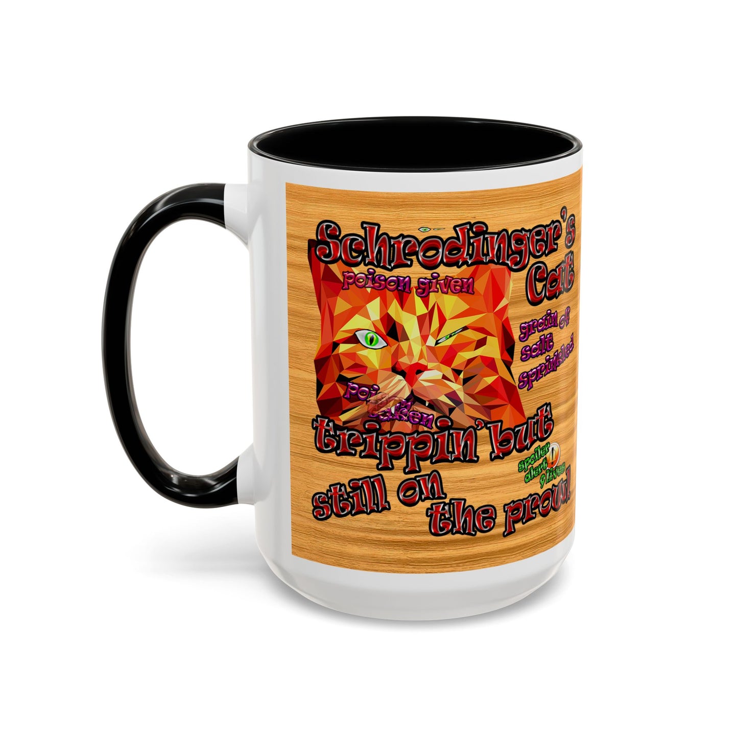 schrodinger's cat - Accent Mug (butterscotch wood finish)