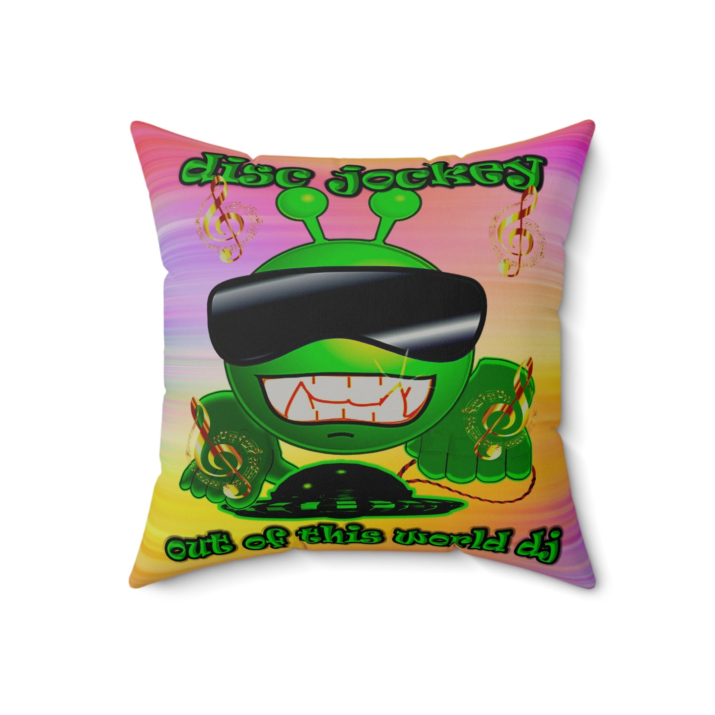 disc jockey - Faux Suede Square Pillow - (color blur)