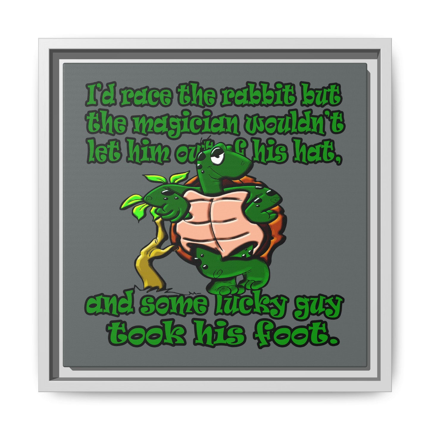 turtle race - framed canvas art (dark grey)