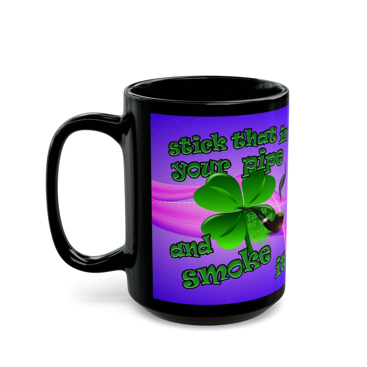 celtics logo - Black Mug (purple-pink wave)