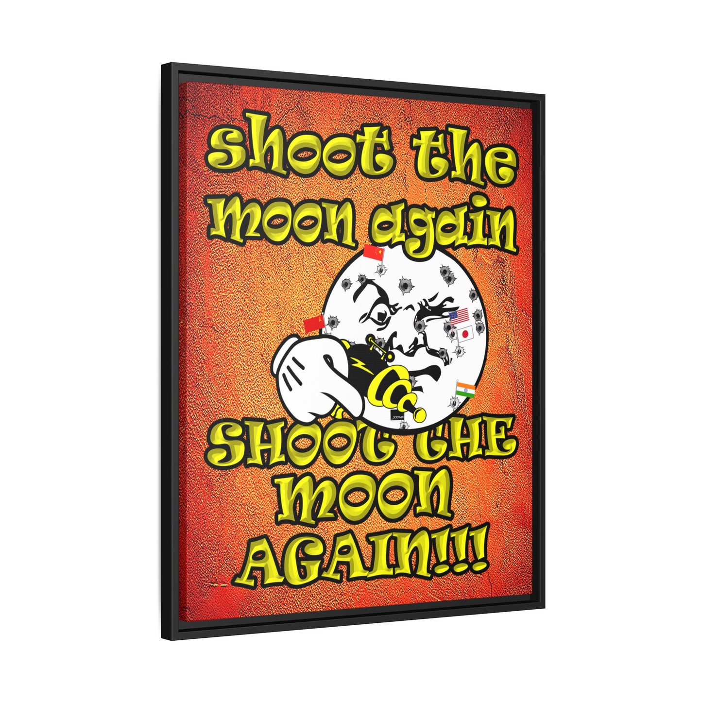 shoot the moon again - framed canvas art (burnt orange)