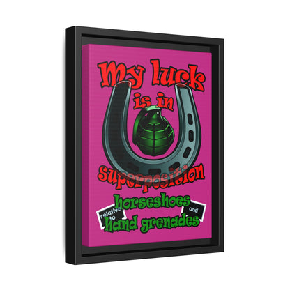 my luck - framed canvas art (pink)
