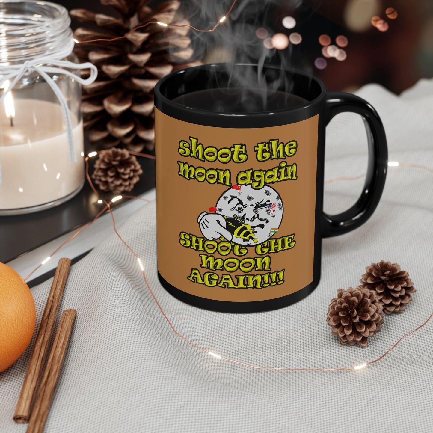 shoot the moon again - Black Mug (light brown)