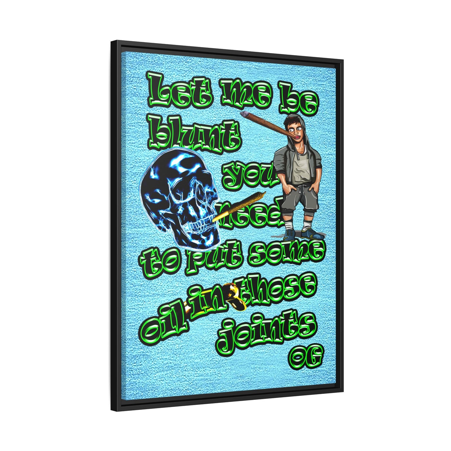 og - framed canvas art (faded blue)