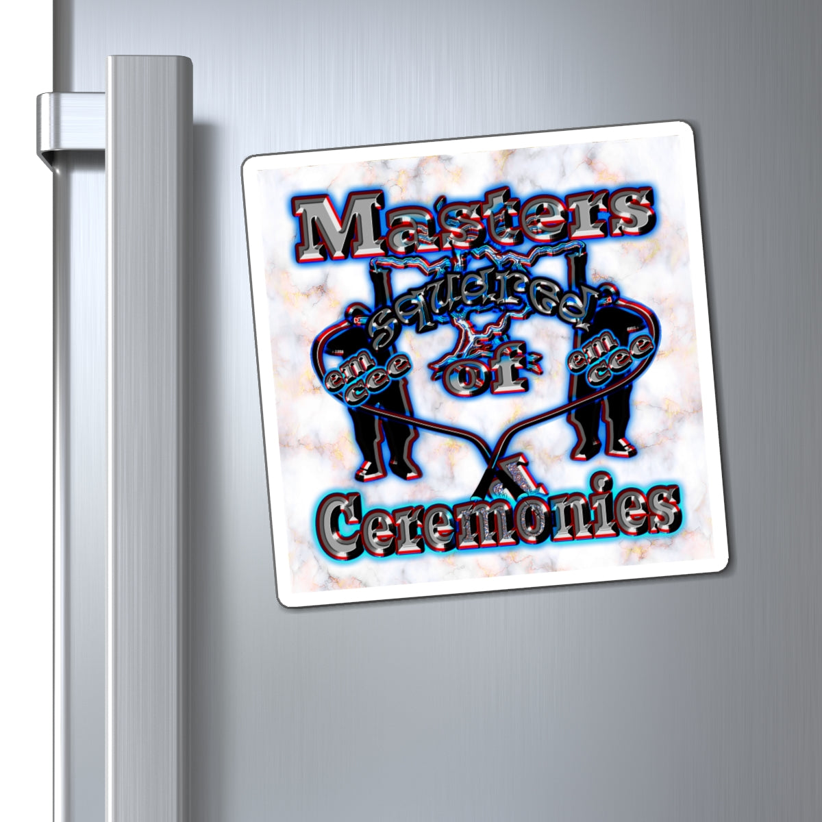 em cee squared - Magnets - (white marble)