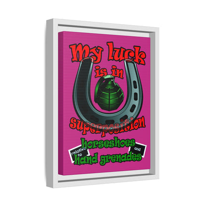 my luck - framed canvas art (pink)