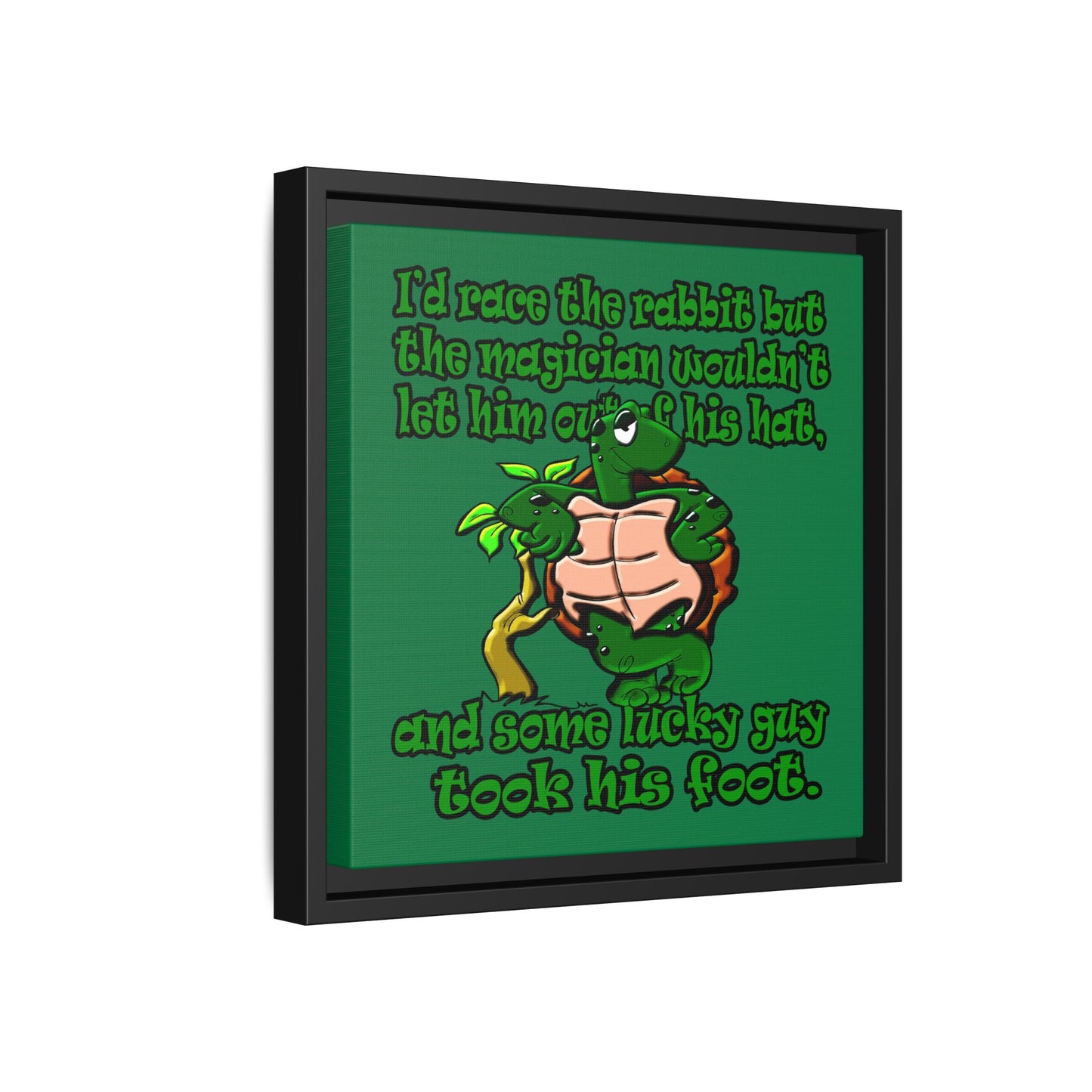 turtle race - framed canvas art (dark green)
