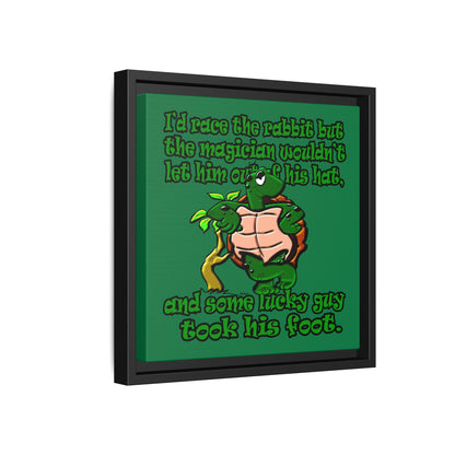 turtle race - framed canvas art (dark green)